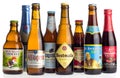 Collection of Belgian beers on white