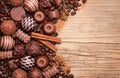 Collection of Belgian truffles. Chocolate candies Royalty Free Stock Photo