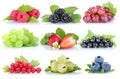 Collection of berries grapes strawberries blueberries berry organic fruits Royalty Free Stock Photo