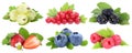 Collection of berries strawberries blueberries berry fruits fruit isolated on white Royalty Free Stock Photo
