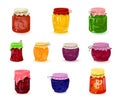 Cartoon jars with jam set