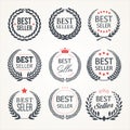 Collection of best seller award label icon design with laurel wreath Royalty Free Stock Photo