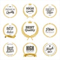Collection of best seller high and premium quality icon design with laurel wreath logo isolated on white background Royalty Free Stock Photo