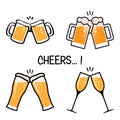 Collection of the best two glasses cheers flat design templates