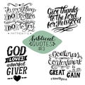 Hand lettering collection number 3 with 4 Bible verses. Royalty Free Stock Photo