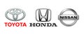 Collection of biggest japan car manufacturers logos, on white background: Honda, Nissan and Toyota, vector illustration Royalty Free Stock Photo