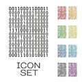 Binary Code Icon Set with Various Color Palettes and Text computer programming Royalty Free Stock Photo