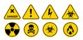 Collection biohazard, radiation, and toxic symbol. Warning about the danger and drawing people's attention to the fact Royalty Free Stock Photo