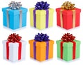 Collection of birthday gifts christmas presents boxes isolated o