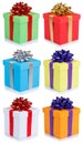 Collection of birthday gifts christmas presents portrait format Royalty Free Stock Photo