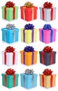 Collection of birthday gifts christmas wedding presents portrait format isolated on white background Royalty Free Stock Photo