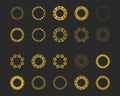 Collection of black backgrounds and golden geometric elements. Royalty Free Stock Photo