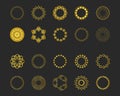 Collection of black backgrounds and golden geometric elements. Royalty Free Stock Photo