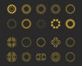 Collection of black backgrounds and golden geometric elements. Royalty Free Stock Photo