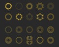 Collection of black backgrounds and golden geometric elements. Royalty Free Stock Photo