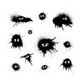 Collection of black blobs with eyes Royalty Free Stock Photo