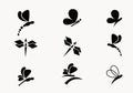 6 collection of black butterflies and dragonflies Vector