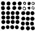 Ens? Zen Circle & Brushstroke Vector Pack: Grungy Hand-Drawn Black Ink Circles Royalty Free Stock Photo