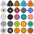 Collection of black and color stylized flowers