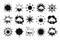 Collection of black comic book explosion and burst graphic elements boom bang Royalty Free Stock Photo