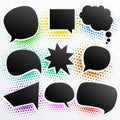 Collection of black comic empty chat bubble