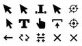 Collection of Black Cursor and Icon Symbols on White Background Royalty Free Stock Photo