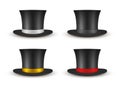 Collection of black cylinder hat with ribbon vector illustration gentleman vintage tall headdress