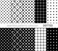 Collection of black dotted seamless patterns.