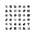 Black Flat User Interface Icon Set Collection Isolated on White Background Royalty Free Stock Photo