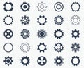 Collection of black gear wheel icons