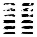 Collection of black grunge paint strokes. Brush strokes isolated on white background. Vector illustration.