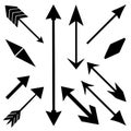 Collection of Black Hand Drawn Arrow Silhouettes on White Background 4 Royalty Free Stock Photo