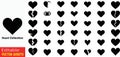 Collection of black heart shapes in various designs and broken forms isolated on transparent background for graphic design and Royalty Free Stock Photo