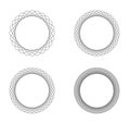 Set of four black line spirograph abstract elements with