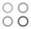 Set of four black line spirograph abstract elements