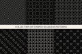 Collection of black minimalistic ornamental seamless patterns. Endless striped textures. Repeatable unusual simple