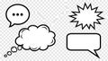 Collection Of Black Outlined Speech Bubbles On Transparent Background thought bubble comic Royalty Free Stock Photo