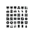 Computer Hardware and Data Storage Solid Icon Set Isolated on White Background Royalty Free Stock Photo