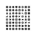 Black Solid User Interface Icons Set with Buttons, Symbols and Navigation Elements Royalty Free Stock Photo