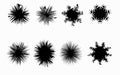 Collection of black splatter and grunge brush stroke elements isolated on white background Royalty Free Stock Photo