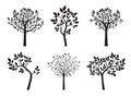 Collection of Black Trees. Vector Illustration. Royalty Free Stock Photo