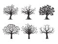 Collection of Black Trees. Vector Illustration. Royalty Free Stock Photo