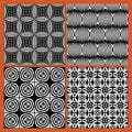 Collection of black and white classical vintage patterns, seamless black tile with white geometric repeating ornament