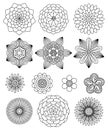 Collection Of Black And White Flowers Mandala,