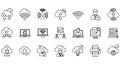 A collection of black and white line icons depicting cloud computing and networking concepts dividers decorative border design Royalty Free Stock Photo