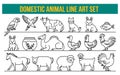 Domestic Animal Line Set on White Background domestic animals Royalty Free Stock Photo