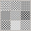 Collection of Black and  White Ornamental Seamless Patterns for paper, materials Royalty Free Stock Photo