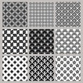 Collection of Black and  White Ornamental Seamless Patterns for paper, materials Royalty Free Stock Photo
