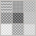 Collection of Black and  White Ornamental Seamless Patterns for paper, materials Royalty Free Stock Photo