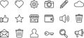 Collection of black and white outline icons for web and app design heart like Royalty Free Stock Photo